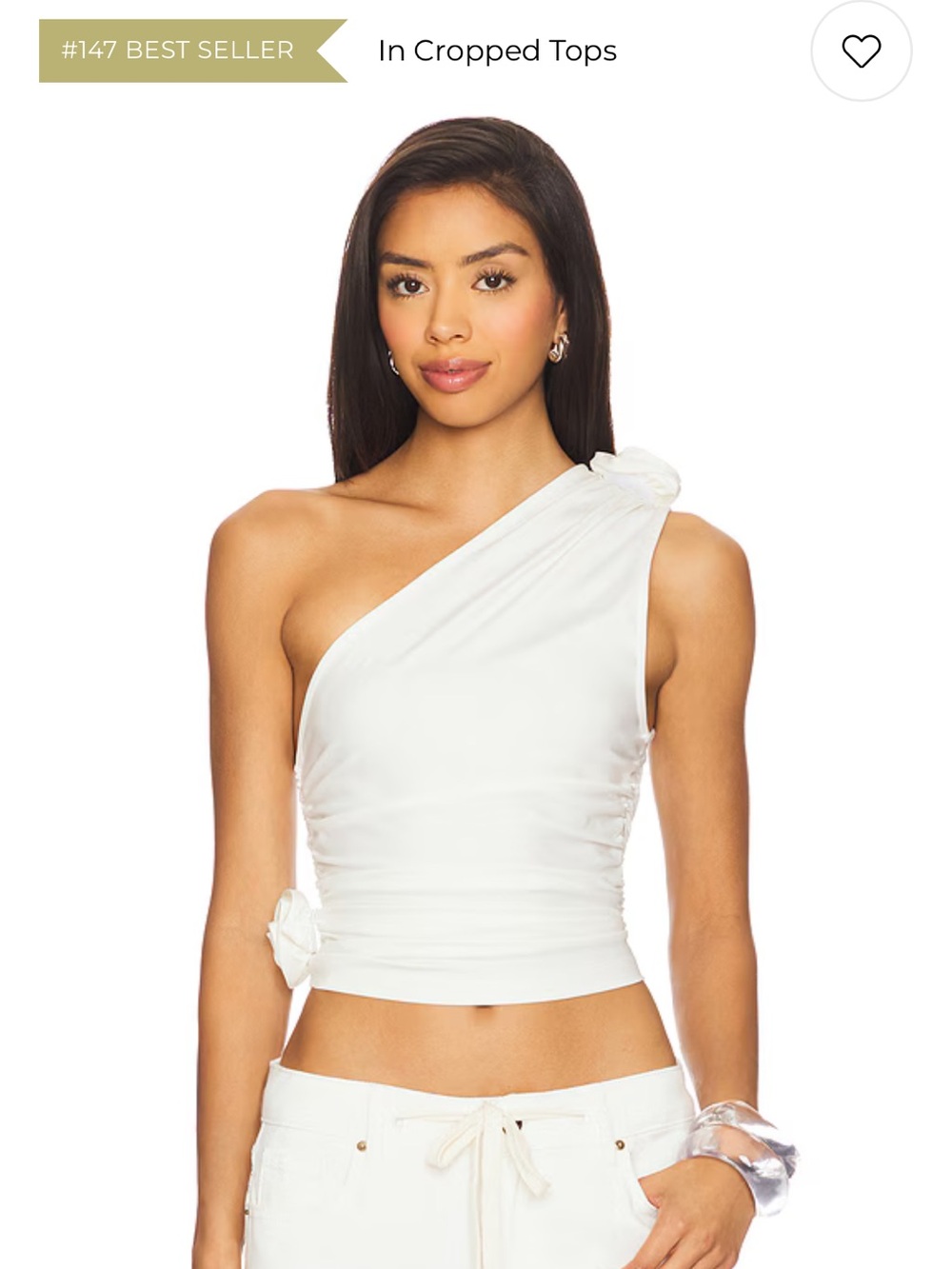 Rendezvous One-Shoulder White Cropped Top "Lioness"